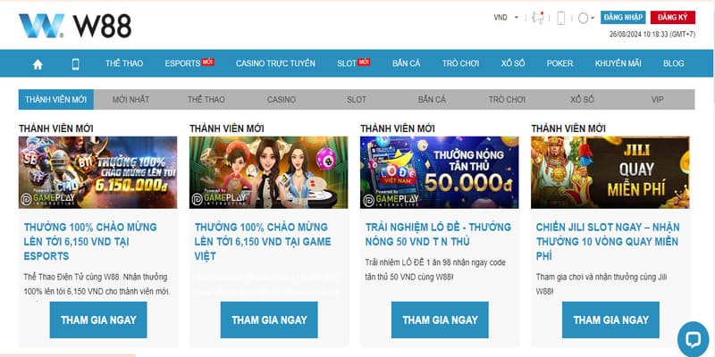 Khách hàng truy cập vào website chính thức của W88 để đăng ký